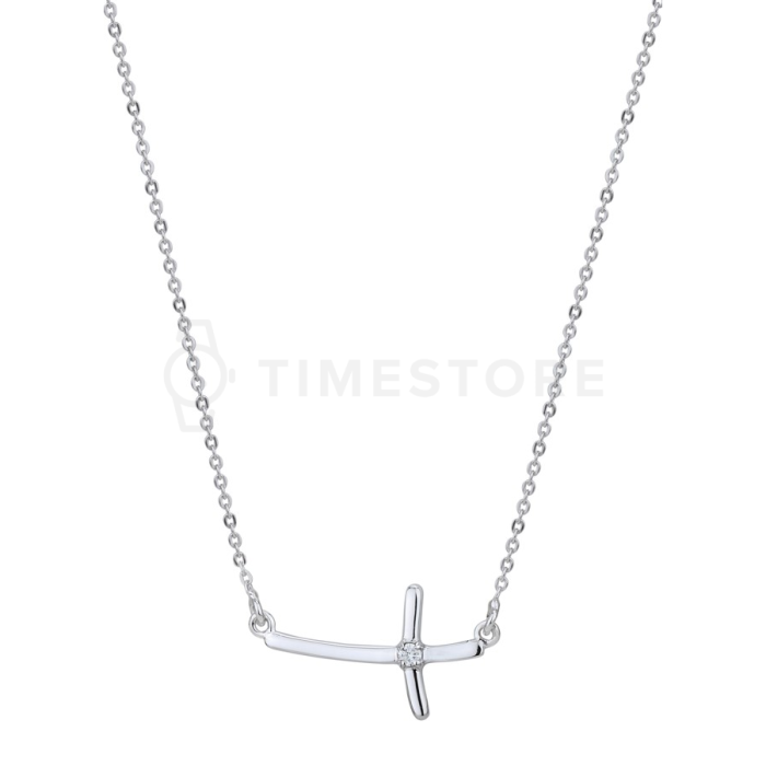 Strieborný náhrdelník s diamantom, krížik