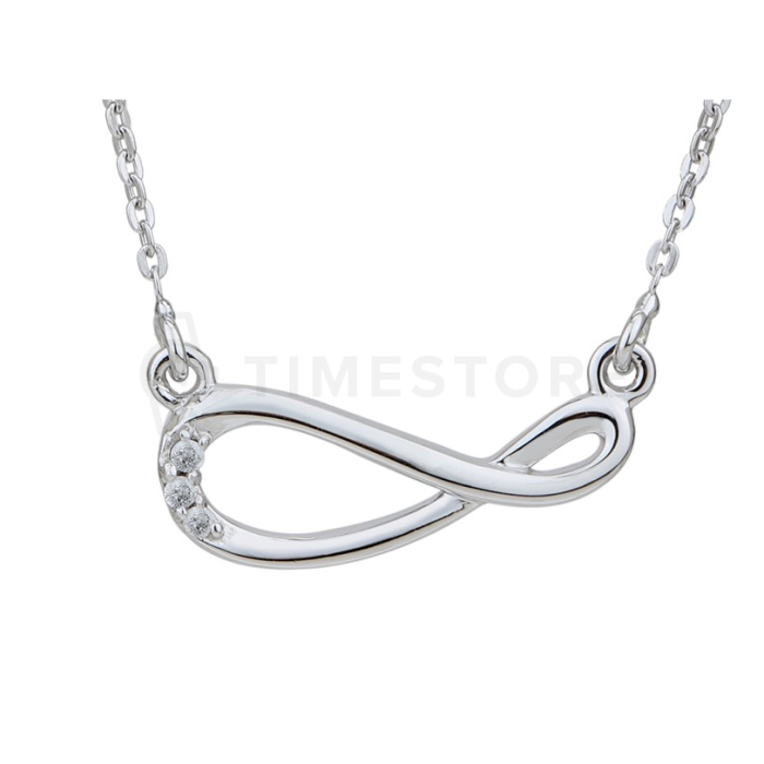 Strieborný náhrdelník s diamantom, nekonečno