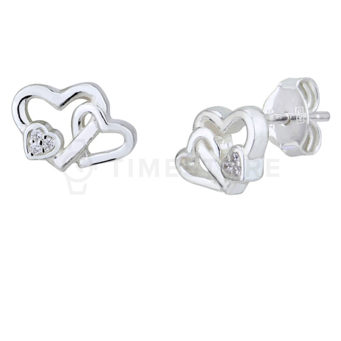 Strieborné náušnice so srdiečkami