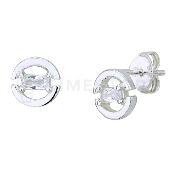 Srebrni uhani, okrašeni s kubičnimi cirkoni