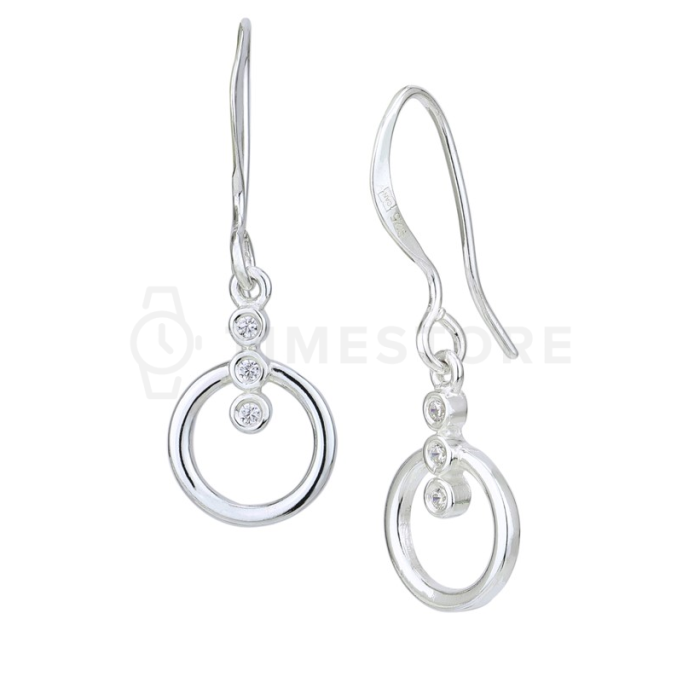 Stříbrné náušnice s kruhovým vzorem, zdobené kubickými zirkony