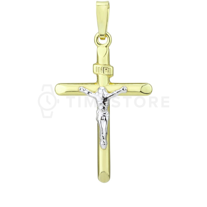 Ezüst medál arany színben, kereszt alakban