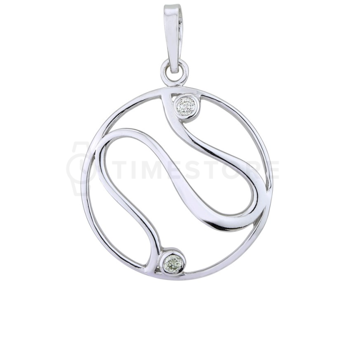 Okrúhly strieborný prívesok s diamantom