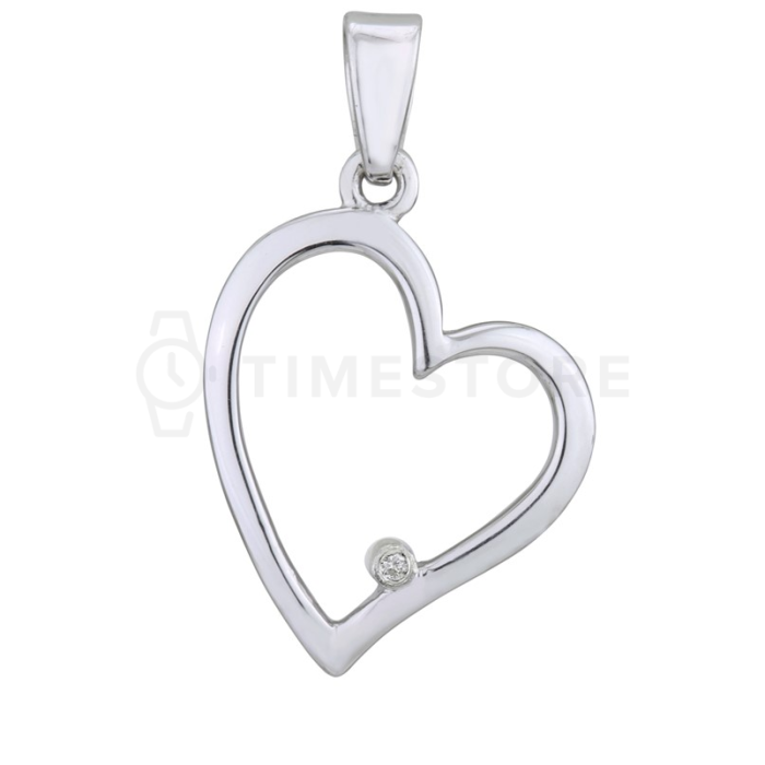 Srebrni privjesak s dijamantom, srce
