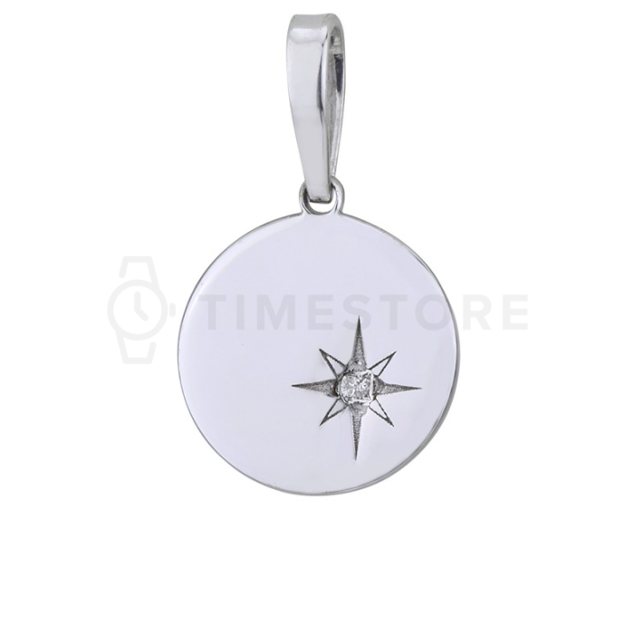 Okrúhly strieborný prívesok s diamantom