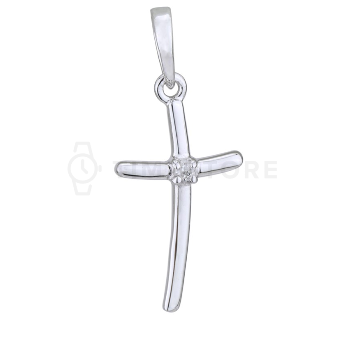 Strieborný prívesok v tvare kríža s diamantom